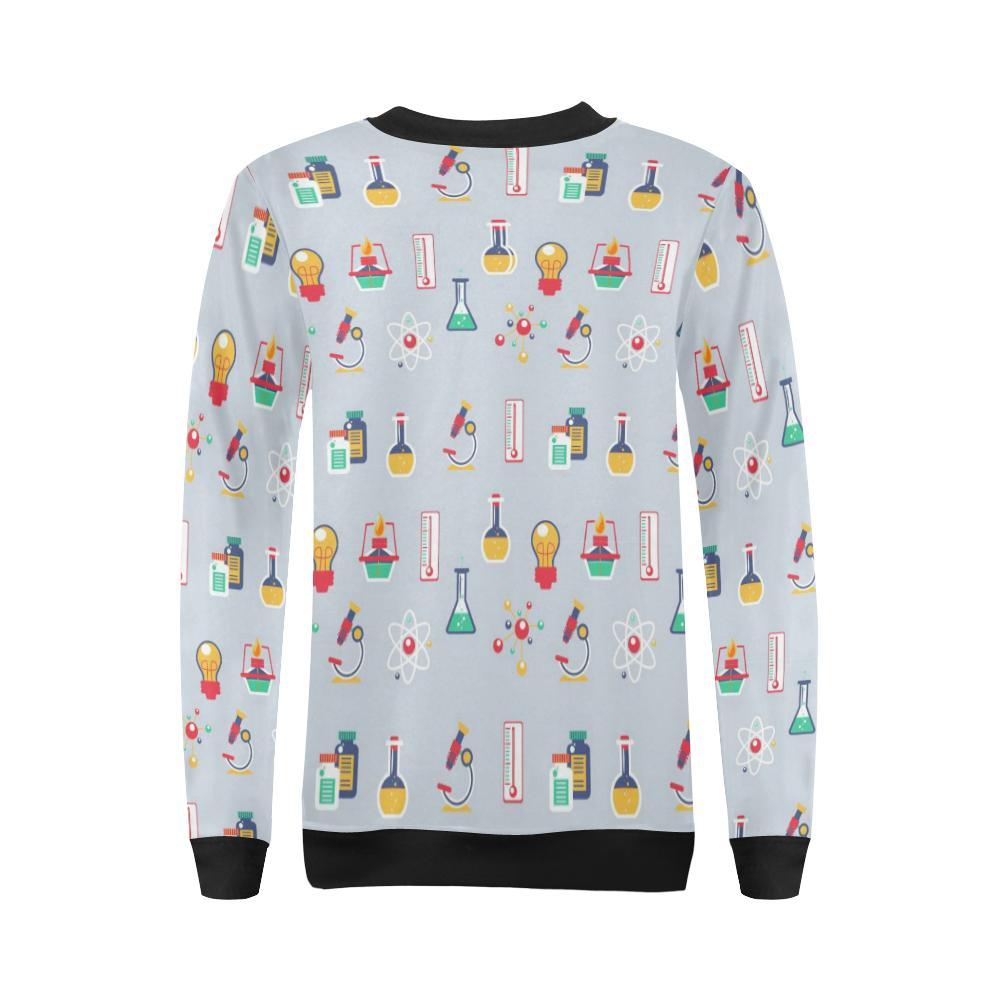 Pattern Print Chemistry Science Women Crewneck Sweatshirt-grizzshop