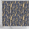 Pattern Print Chess Bathroom Shower Curtain-grizzshop