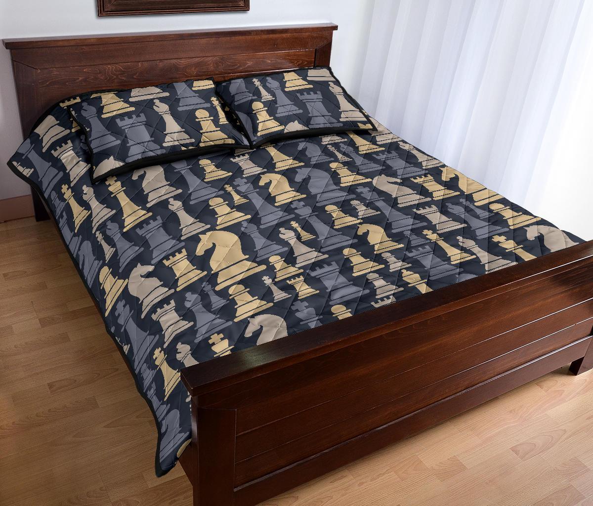 Pattern Print Chess Bed Set Quilt-grizzshop