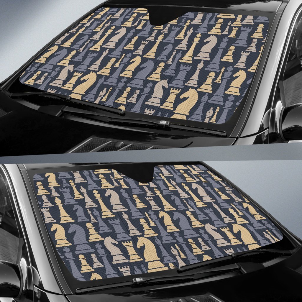 Pattern Print Chess Car Sun Shade-grizzshop