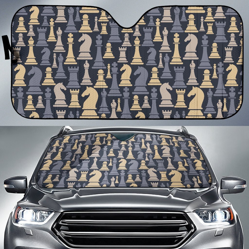 Pattern Print Chess Car Sun Shade-grizzshop