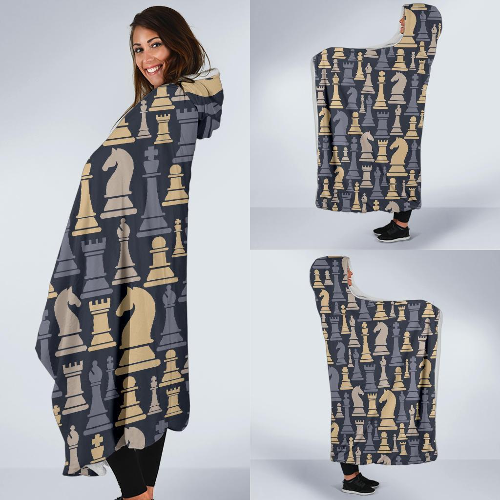 Pattern Print Chess Hooded Blanket-grizzshop