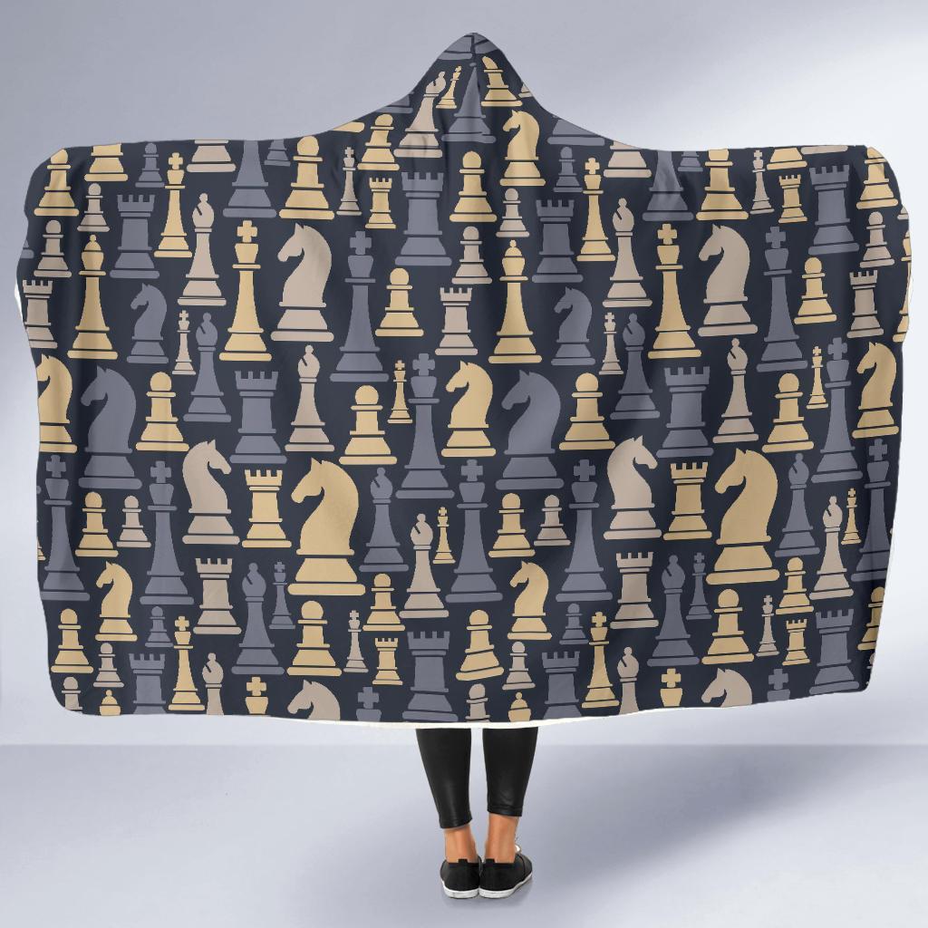 Pattern Print Chess Hooded Blanket-grizzshop