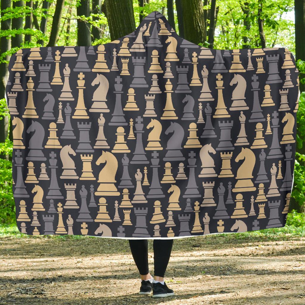 Pattern Print Chess Hooded Blanket-grizzshop