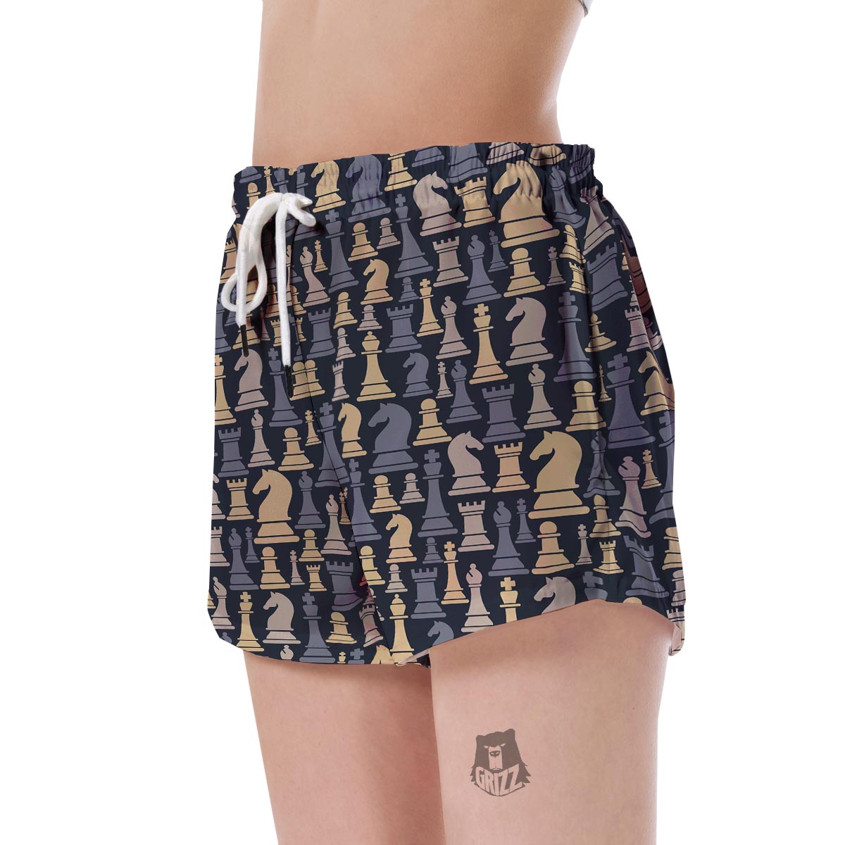 Pattern Print Chess Women's Shorts-grizzshop