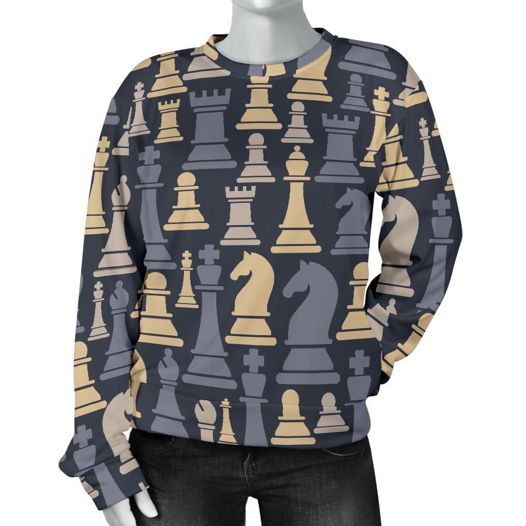 Pattern Print Chess Women's Sweatshirt-grizzshop