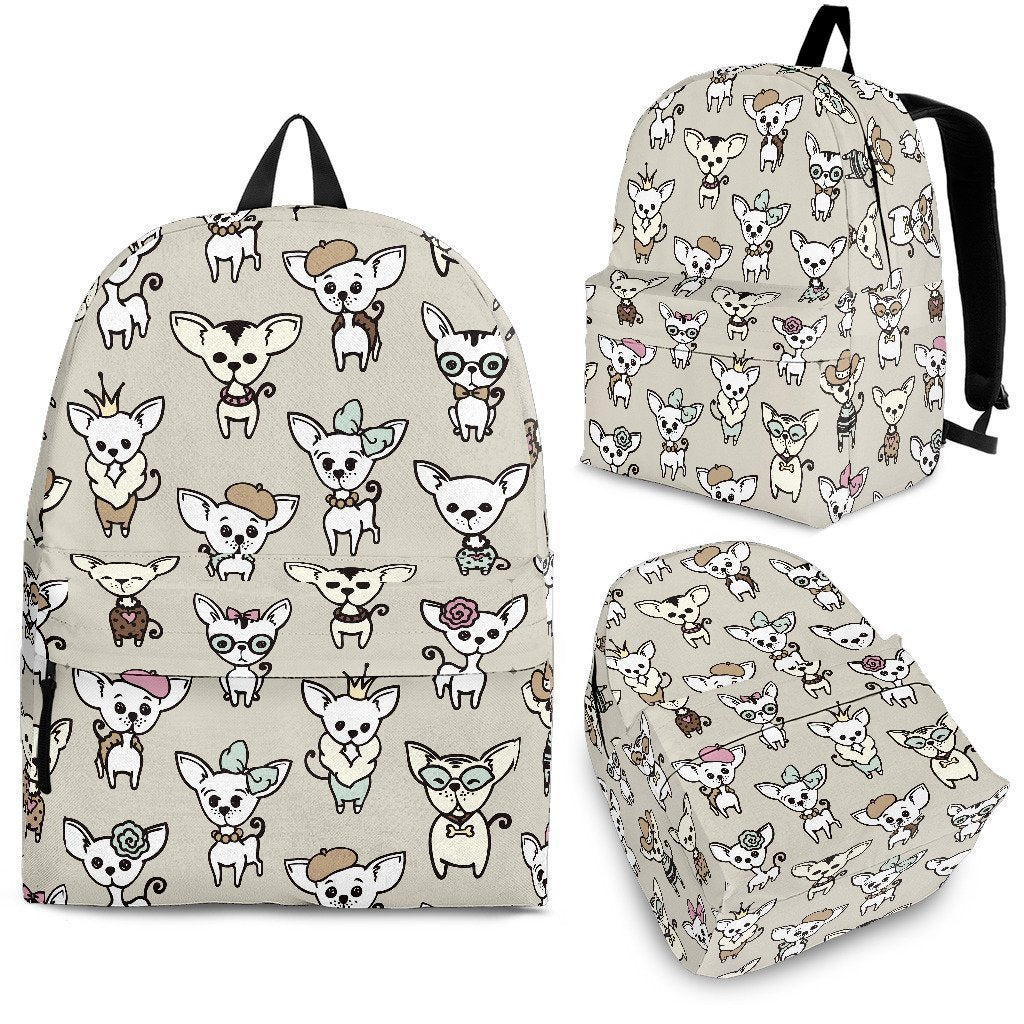 Pattern Print Chihuahua Backpack-grizzshop