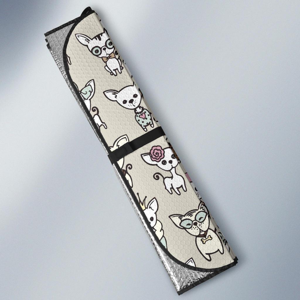 Pattern Print Chihuahua Car Sun Shade-grizzshop