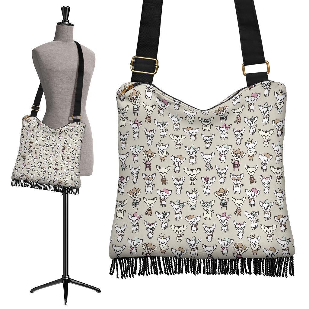 Pattern Print Chihuahua Crossbody Bags-grizzshop