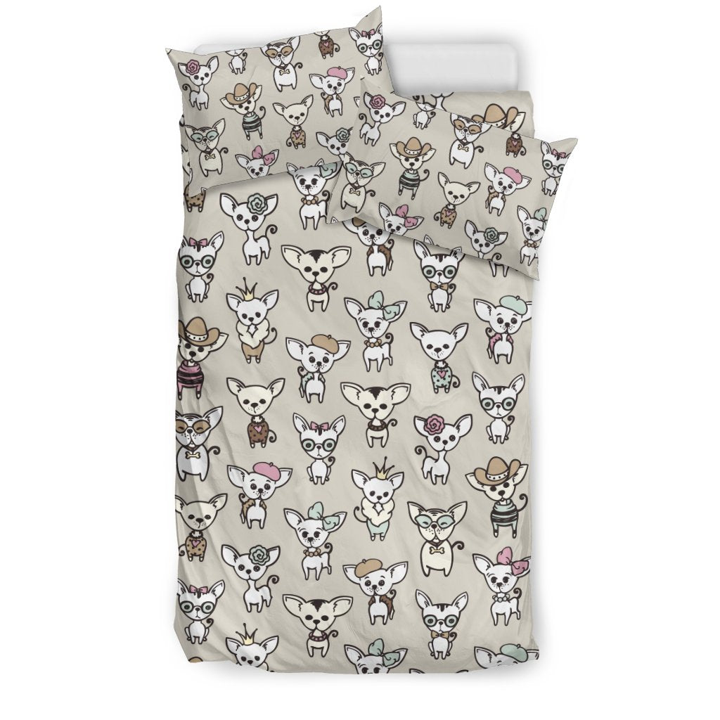 Pattern Print Chihuahua Duvet Cover Bedding Set-grizzshop