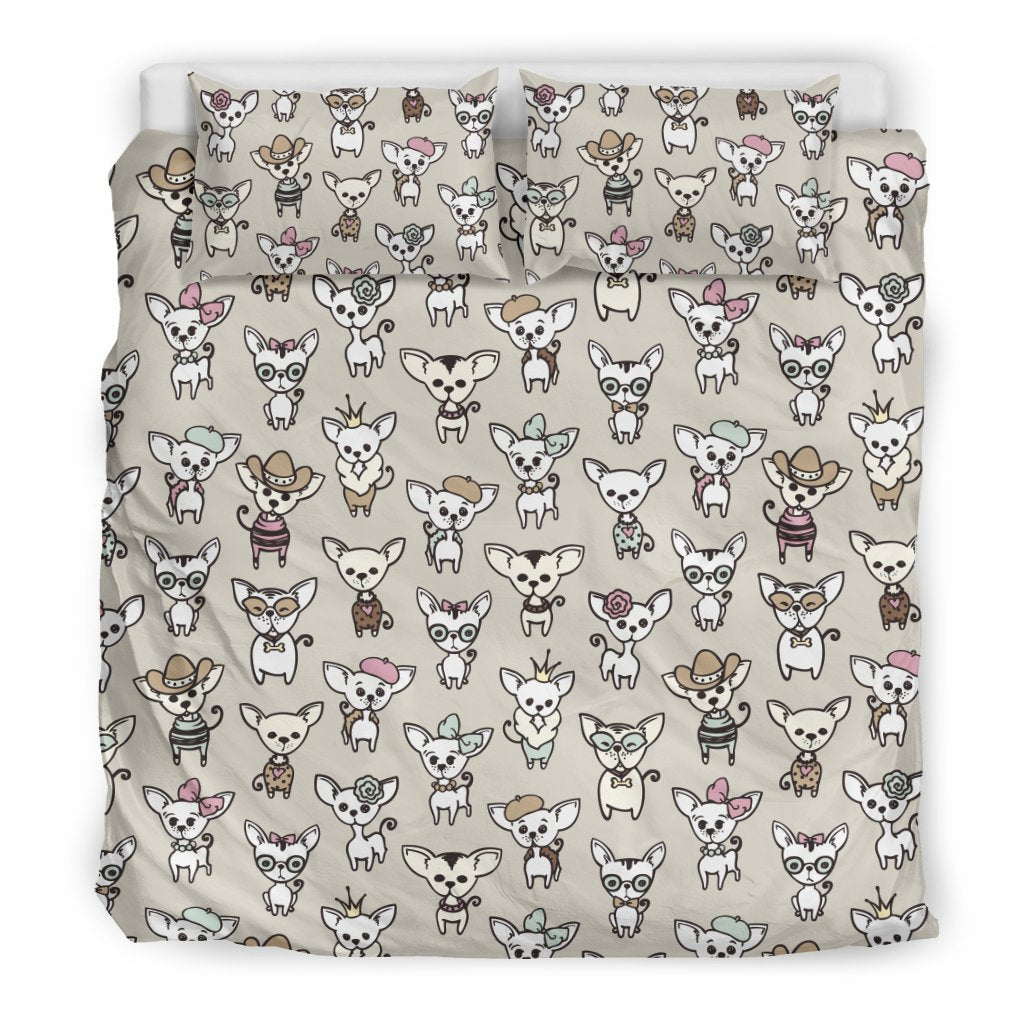 Pattern Print Chihuahua Duvet Cover Bedding Set-grizzshop