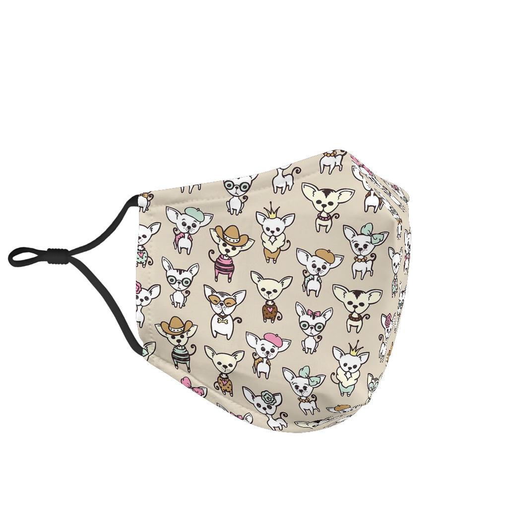 Pattern Print Chihuahua Face Mask-grizzshop