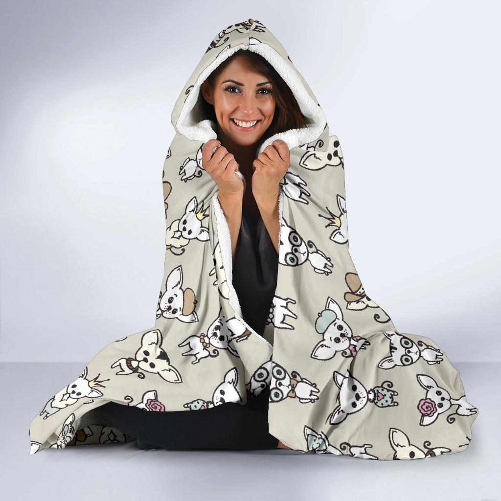 Pattern Print Chihuahua Hooded Blanket-grizzshop