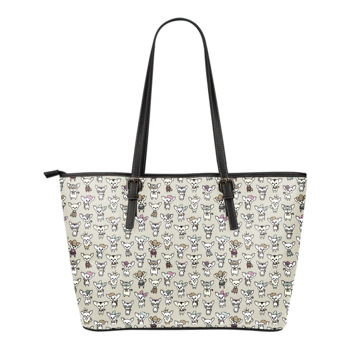 Pattern Print Chihuahua Purse Leather Tote Bag-grizzshop