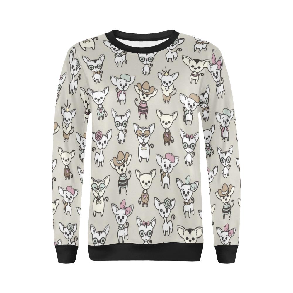 Pattern Print Chihuahua Women Crewneck Sweatshirt-grizzshop