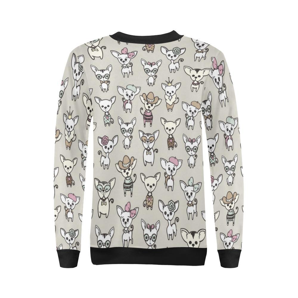 Pattern Print Chihuahua Women Crewneck Sweatshirt-grizzshop
