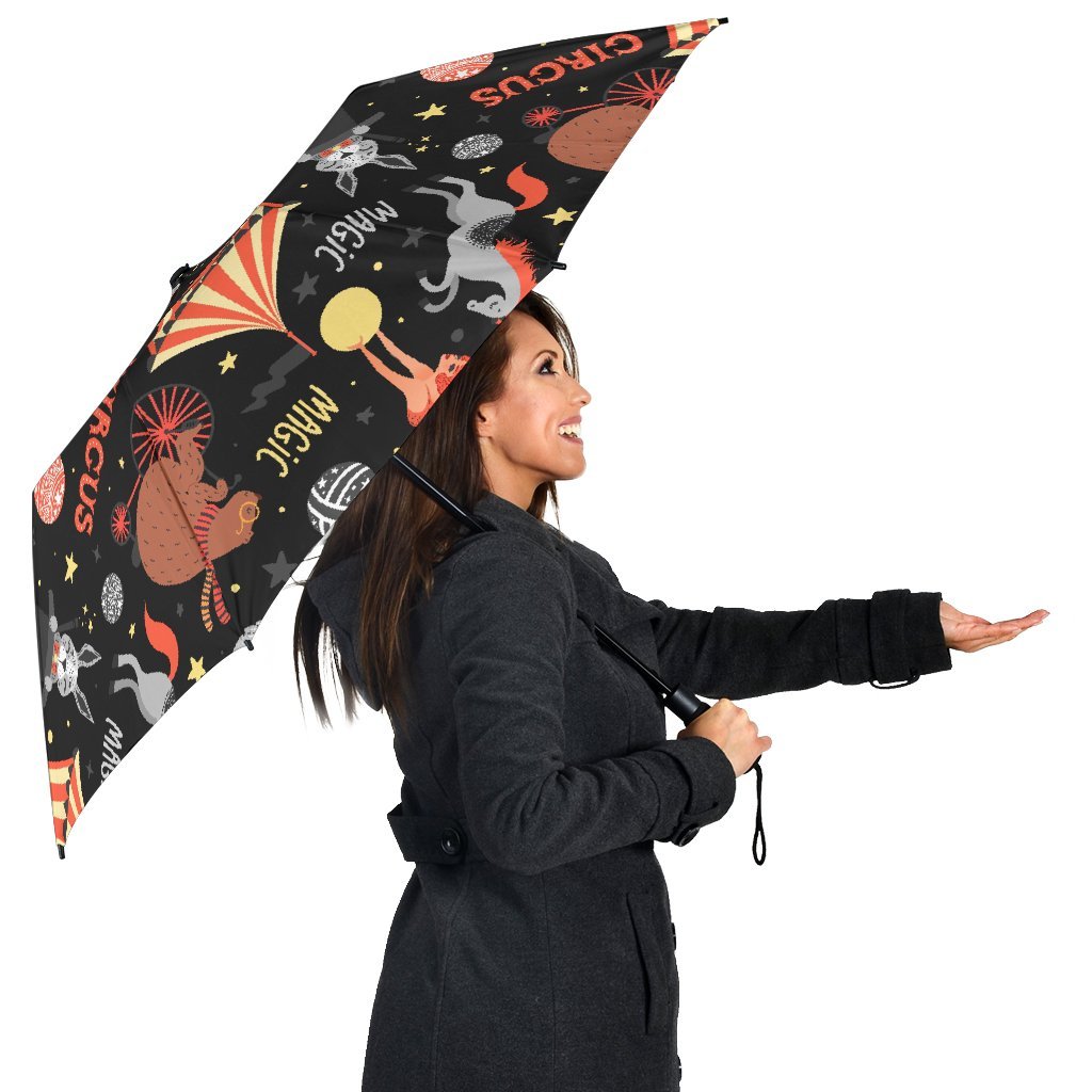 Pattern Print Circus Automatic Foldable Umbrella-grizzshop