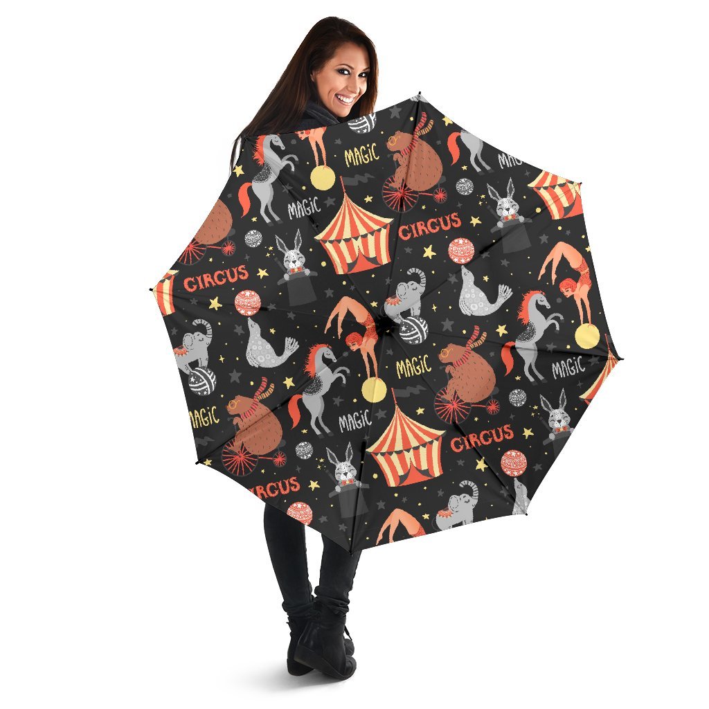 Pattern Print Circus Automatic Foldable Umbrella-grizzshop