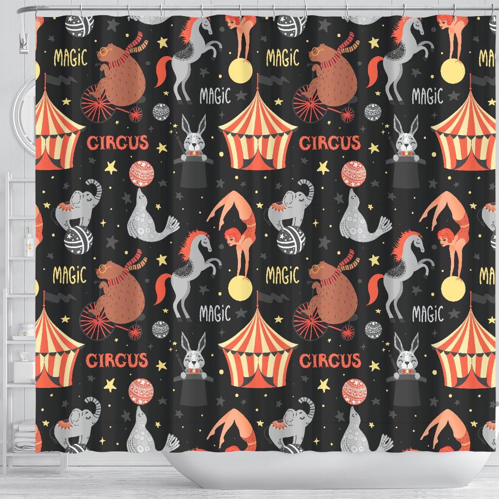 Pattern Print Circus Bathroom Shower Curtain-grizzshop