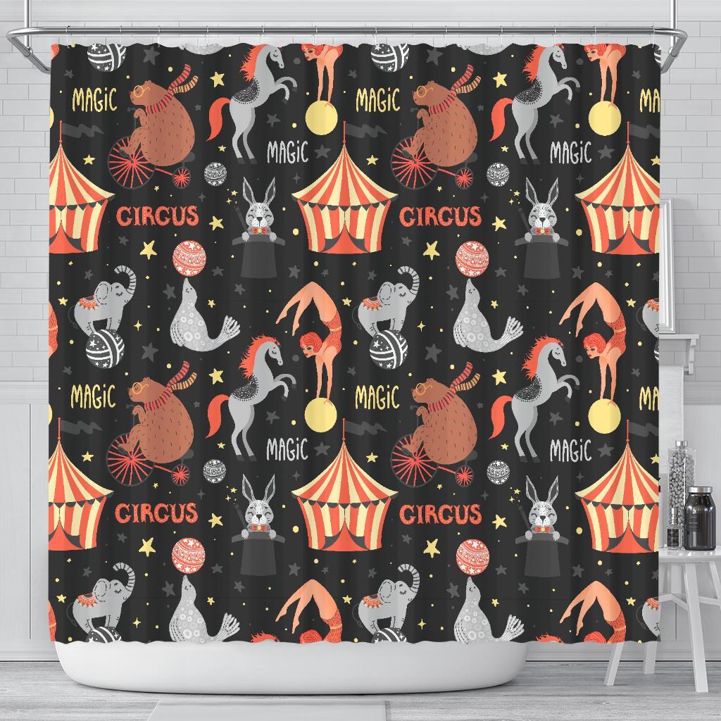 Pattern Print Circus Bathroom Shower Curtain-grizzshop