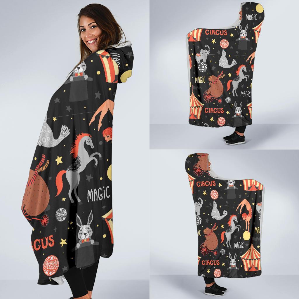 Pattern Print Circus Hooded Blanket-grizzshop