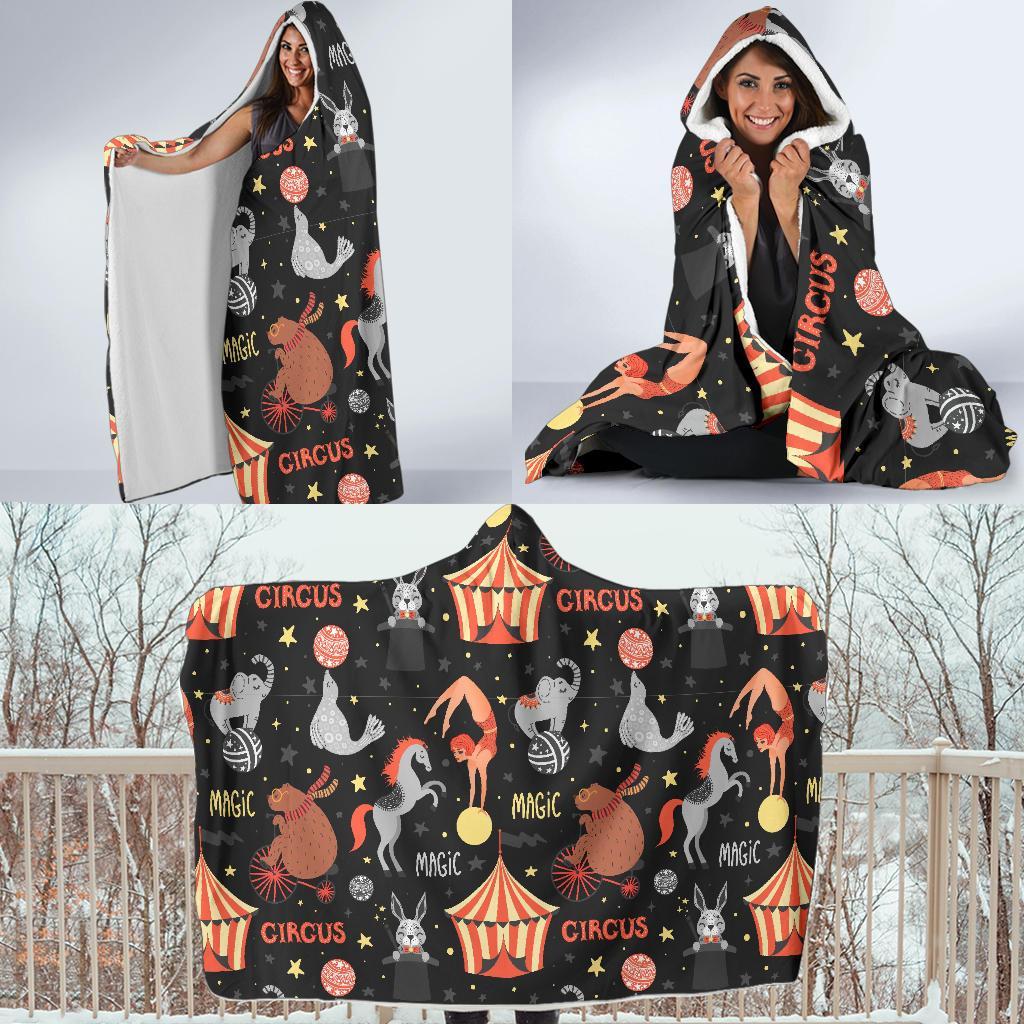 Pattern Print Circus Hooded Blanket-grizzshop