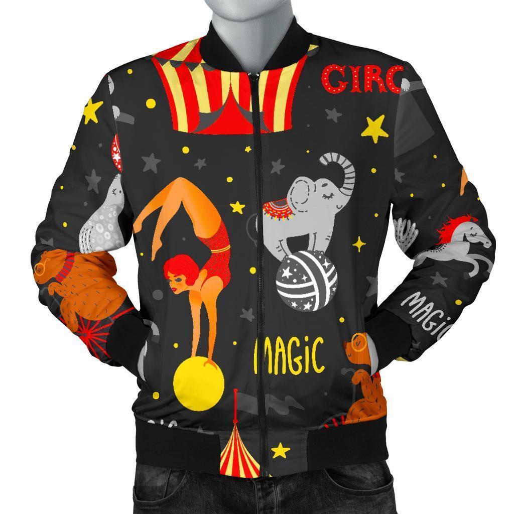 Pattern Print Circus Men's Bomber Jacket-grizzshop