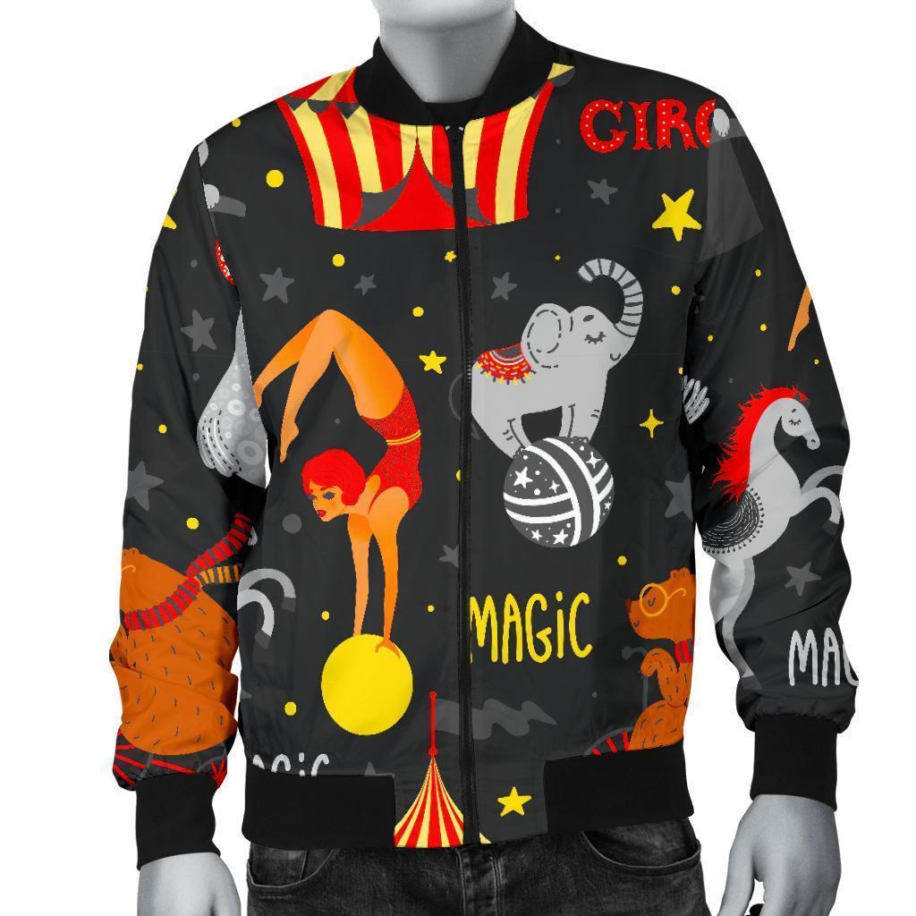 Pattern Print Circus Men's Bomber Jacket-grizzshop