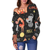 Pattern Print Circus Women Off Shoulder Sweatshirt-grizzshop