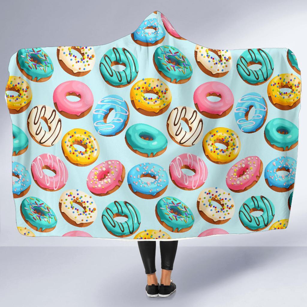 Pattern Print Colorful Donut Hooded Blanket-grizzshop