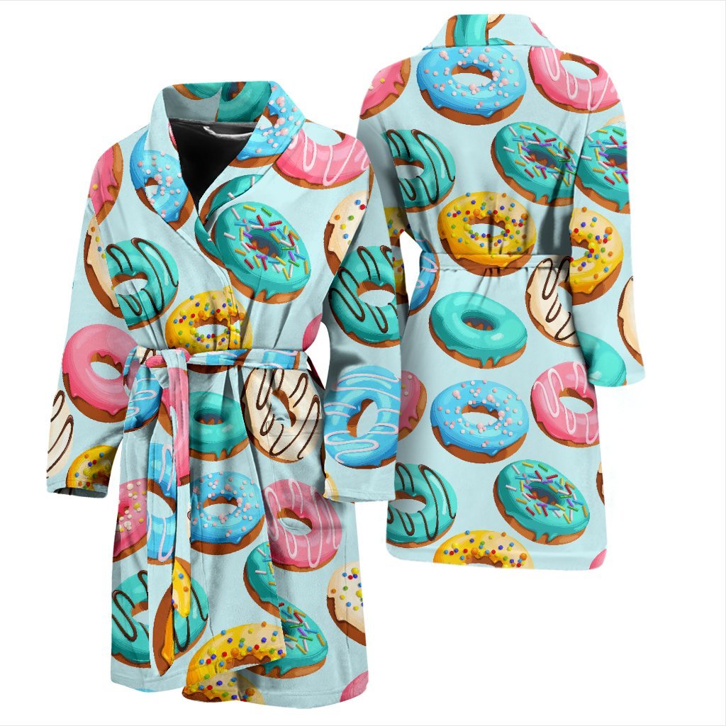 Pattern Print Colorful Donut Men Long Robe-grizzshop