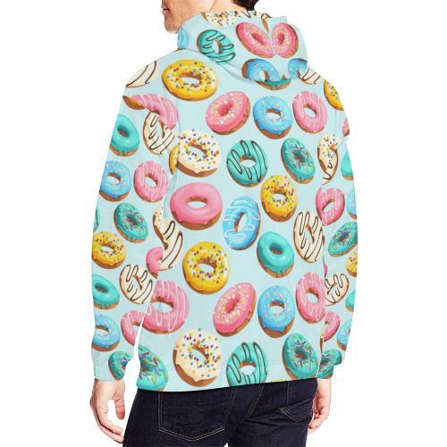 Pattern Print Colorful Donut Men Pullover Hoodie-grizzshop