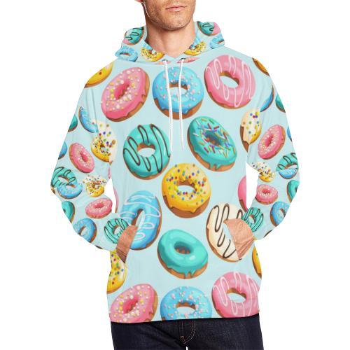 Pattern Print Colorful Donut Men Pullover Hoodie-grizzshop
