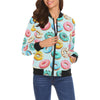 Pattern Print Colorful Donut Women Casual Bomber Jacket-grizzshop