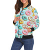 Pattern Print Colorful Donut Women Casual Bomber Jacket-grizzshop
