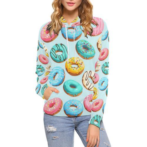 Pattern Print Colorful Donut Women Pullover Hoodie-grizzshop