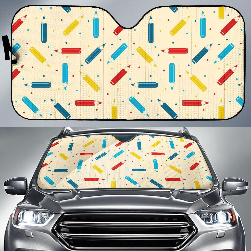 Pattern Print Colorful Pencil Car Sun Shade-grizzshop