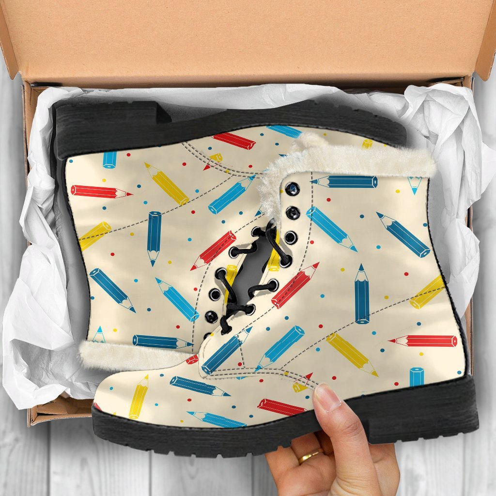 Pattern Print Colorful Pencil Comfy Winter Boots-grizzshop
