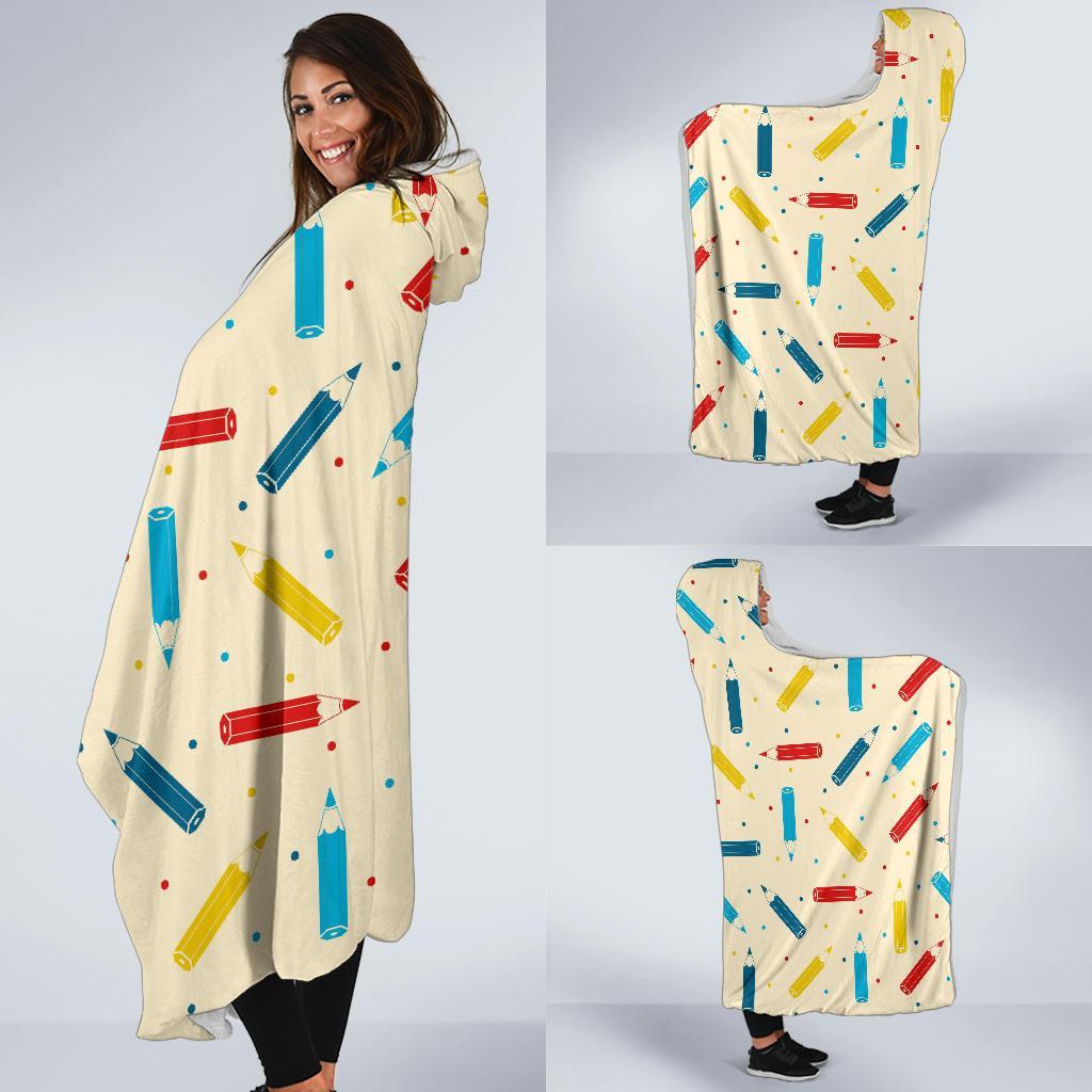 Pattern Print Colorful Pencil Hooded Blanket-grizzshop