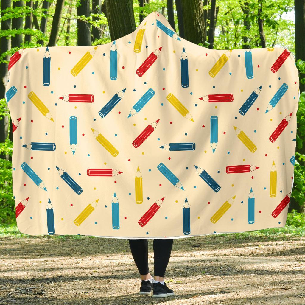 Pattern Print Colorful Pencil Hooded Blanket-grizzshop