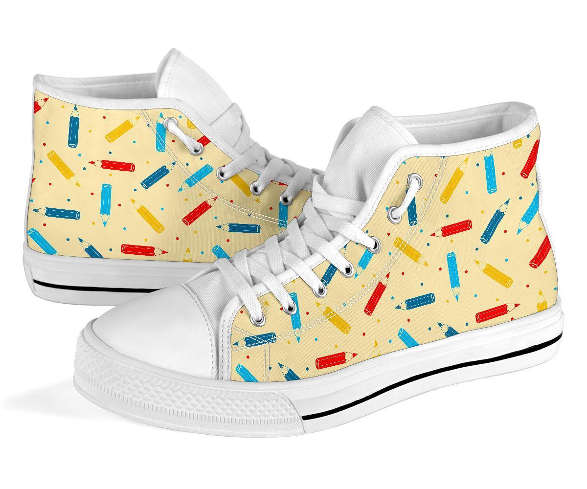 Pattern Print Colorful Pencil Men Women's High Top Shoes-grizzshop