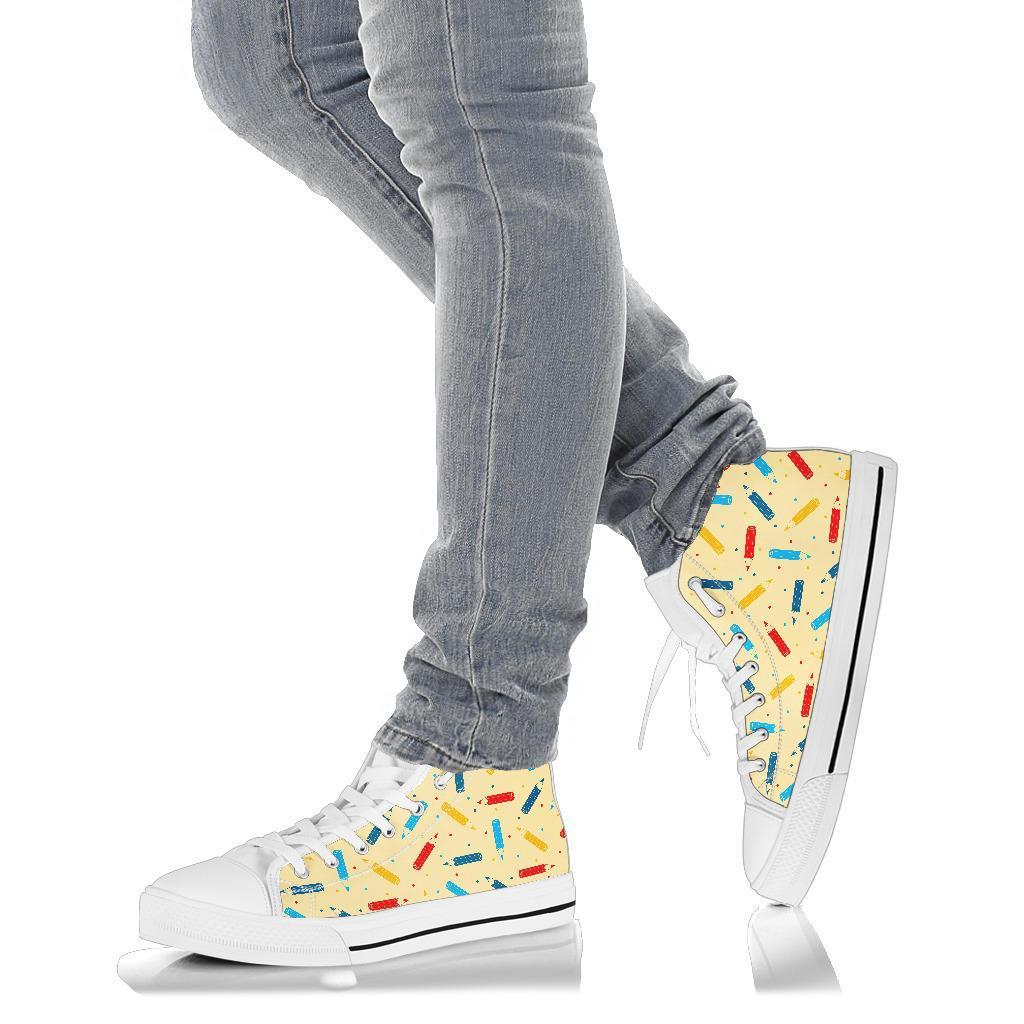 Pattern Print Colorful Pencil Men Women's High Top Shoes-grizzshop
