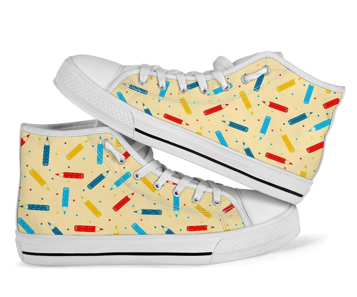 Pattern Print Colorful Pencil Men Women's High Top Shoes-grizzshop