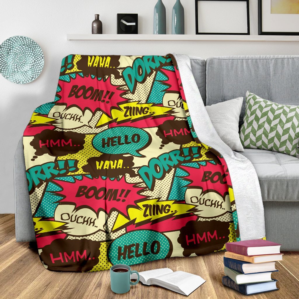 Pattern Print Comic Book Strip Blanket-grizzshop