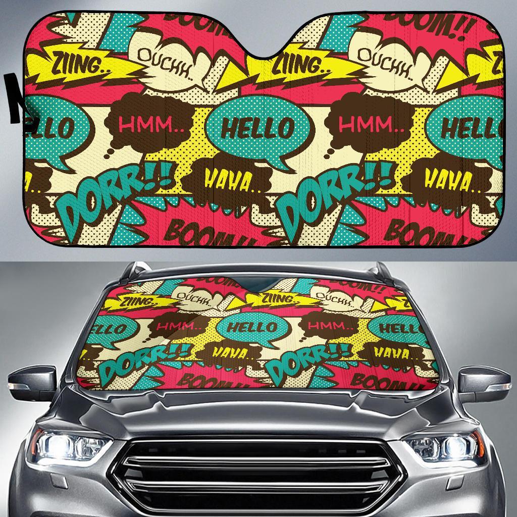 Pattern Print Comic Book Strip Car Sun Shade-grizzshop