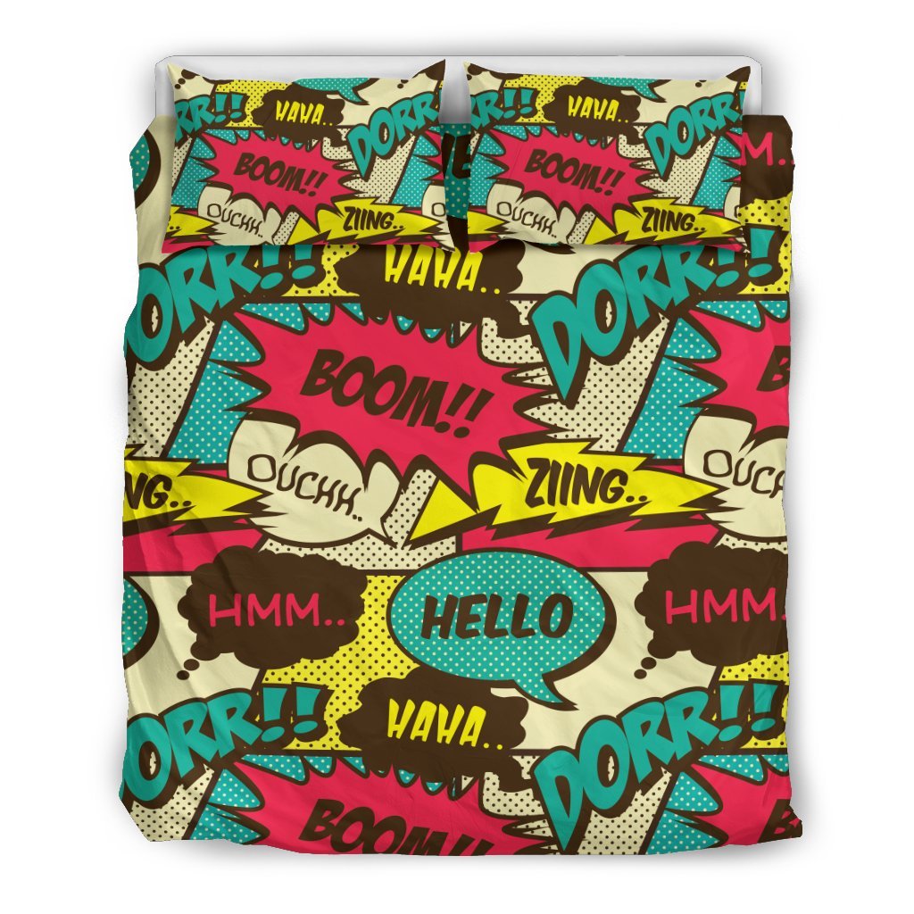 Pattern Print Comic Book Strip Duvet Cover Bedding Set-grizzshop