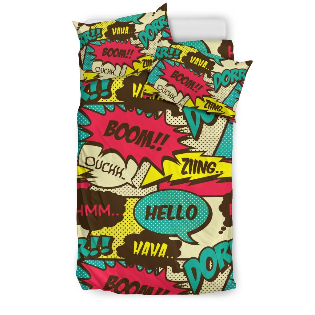 Pattern Print Comic Book Strip Duvet Cover Bedding Set-grizzshop