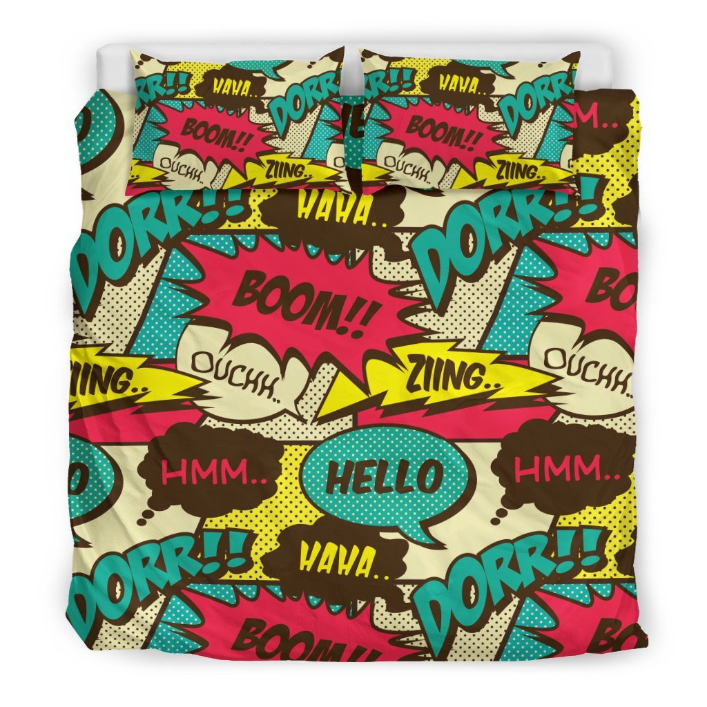 Pattern Print Comic Book Strip Duvet Cover Bedding Set-grizzshop