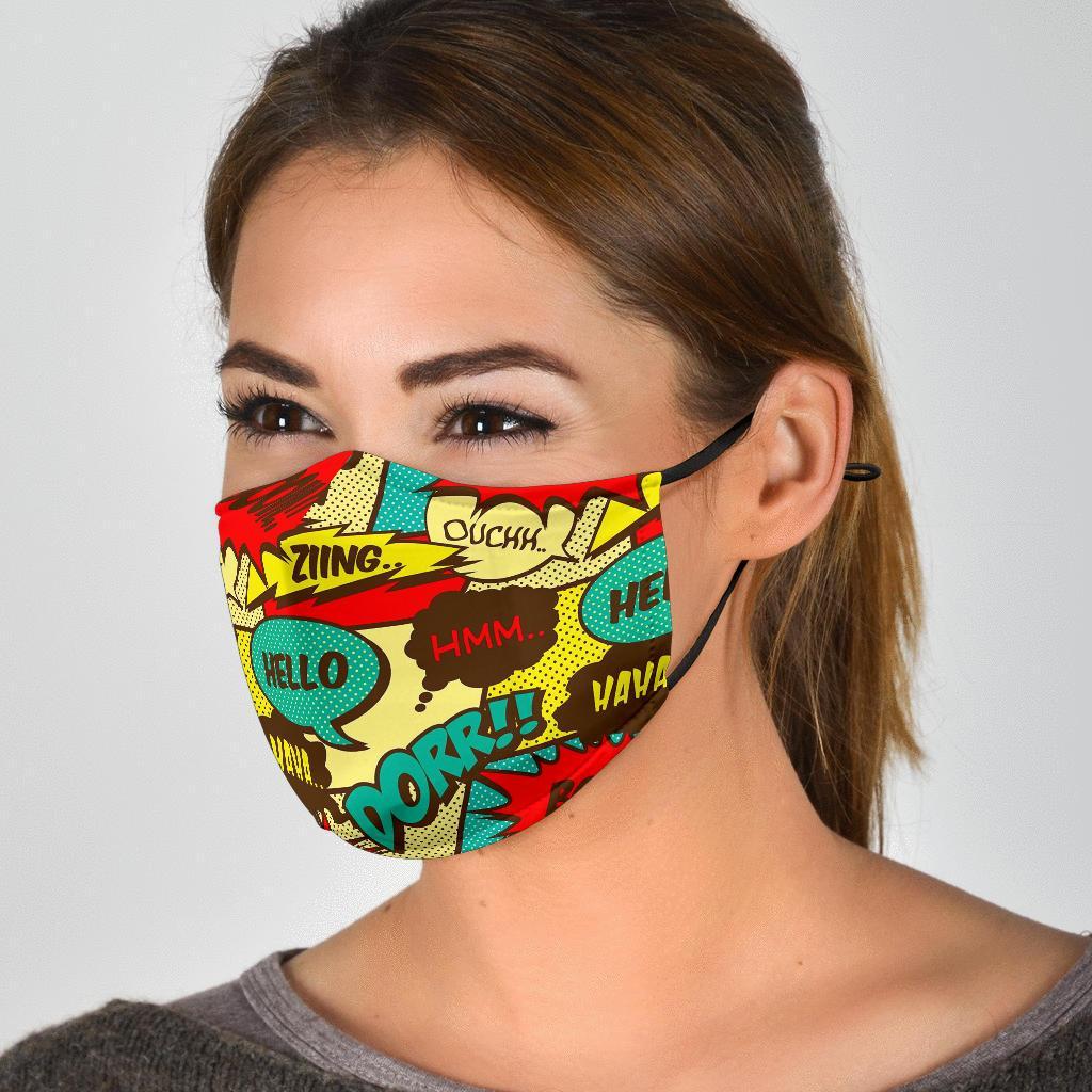 Pattern Print Comic Book Strip Face Mask-grizzshop