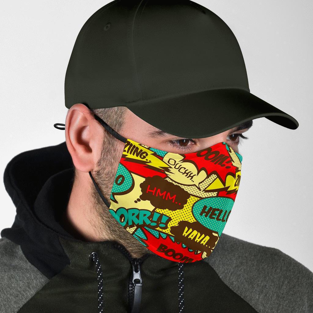 Pattern Print Comic Book Strip Face Mask-grizzshop